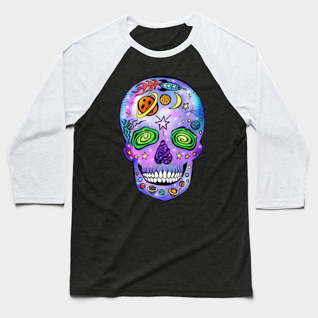 Day of the Dead Space Skull Baseball T-Shirt by Surly